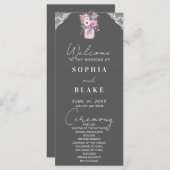 Country Lace Mason Jar Gray Wedding Program (Vorne/Hinten)