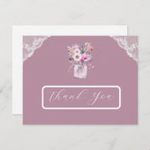 Country Lace Mason Jar Pink Danke Karte (Vorne/Hinten)