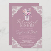 Country Lace Mason Jar Pink Probe Dinner Einladung (Vorne/Hinten)