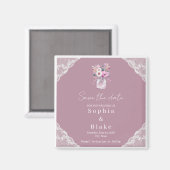Country Lace Mason Jar Pink Save the Date Magnet (Vorderseite/Rückseite)