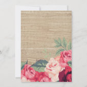 Country Lace Rose Wood Bridal Dusche Einladung (Rückseite)