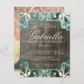 Country Lace Rustic Abschluss Foto Einladung (Vorne/Hinten)