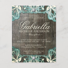 Country Lace Rustic Abschluss Foto Einladung