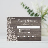 Country Lace Wood Wedding RSVP Response Card (Stehend Vorderseite)