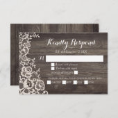 Country Lace Wood Wedding RSVP Response Card (Vorne/Hinten)