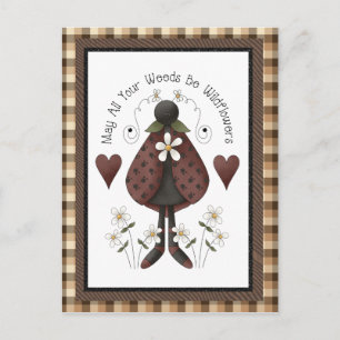 Country Ladybug Cartoon Spaß Postkarte