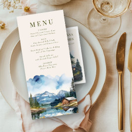 Country Lake Mountain Forest Wedge Menükarte