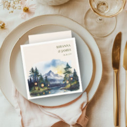 Country Lake Twilight Forest Mountain Hochzeit Serviette