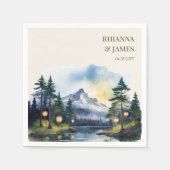 Country Lake Twilight Forest Mountain Hochzeit Serviette (Vorderseite)