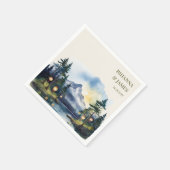 Country Lake Twilight Forest Mountain Hochzeit Serviette (Ecke)