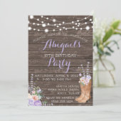 Country Lavendel Blume Lilac Wood Einladung (Stehend Vorderseite)