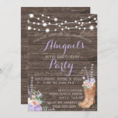 Country Lavendel Blume Lilac Wood Einladung (Vorne/Hinten)