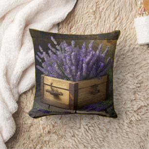 Country Lavendel in einer Holzbox Kissen