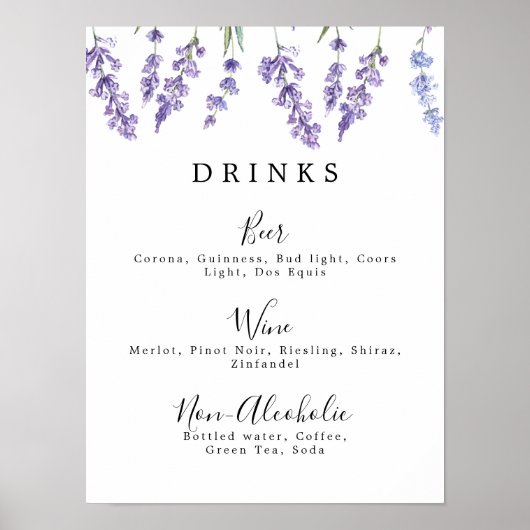 Country Lavender Drink Menü Poster (Vorne)