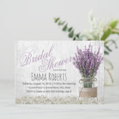 Country Lavender Floral Mason Jar Brautparty Einladung (Stehend Vorderseite)