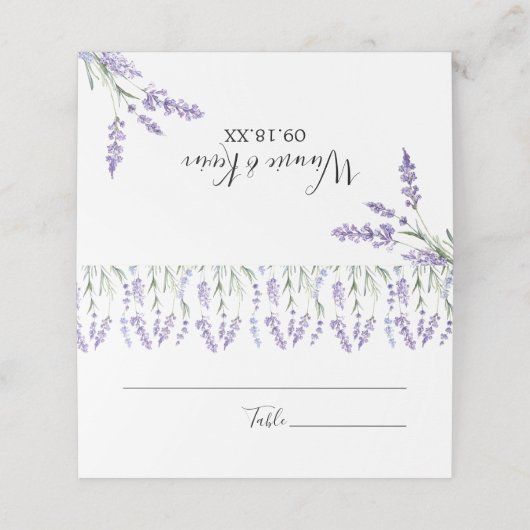 Country Lavender Wedding Platzkarte (Außenseite Aufgefaltet)