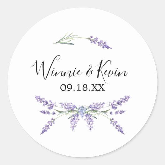 Country Lavender Wedding Stickers (Vorderseite)