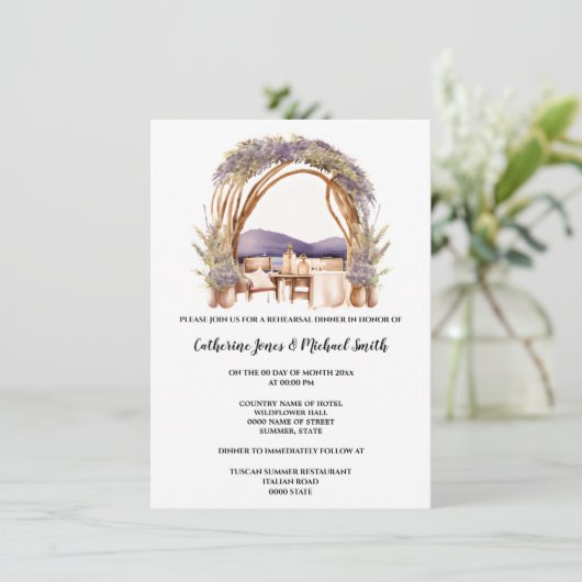 Country lavender wedning arch fine speisen toskani einladung (Stehend Vorderseite)