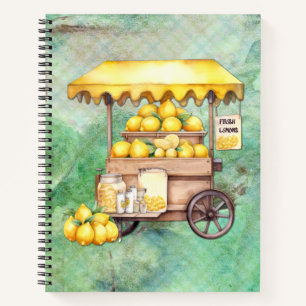 Country Lemon Cart Watercolor Notizblock