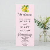 Country Lemon Greenerity Soft Pink Wedding Program (Stehend Vorderseite)