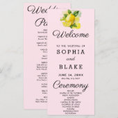 Country Lemon Greenerity Soft Pink Wedding Program (Vorne/Hinten)
