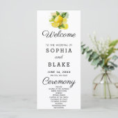 Country Lemon Greenerity White Wedding Programm (Stehend Vorderseite)