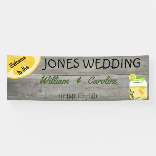 Country Lemonade Mason Jar Rustic Wedding Banner (Horizontal)
