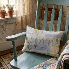 Country Liebe Floral Blue Gingham and Daisies Dekokissen