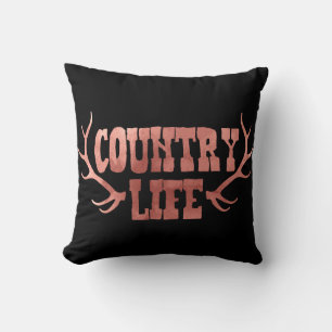 Country Life Antlers Peach Rose Gold Glam Kissen