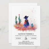 Country Life Aquarell Cowboy Geburtstag Einladung (Vorne/Hinten)