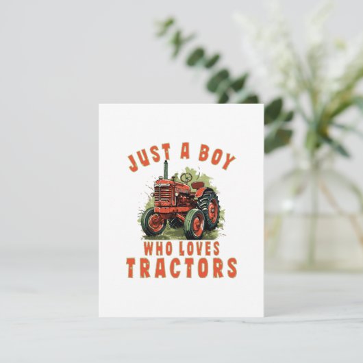 Country Life Boy, der Traktoren Liebe Begleitkarte (Stehend Vorderseite)