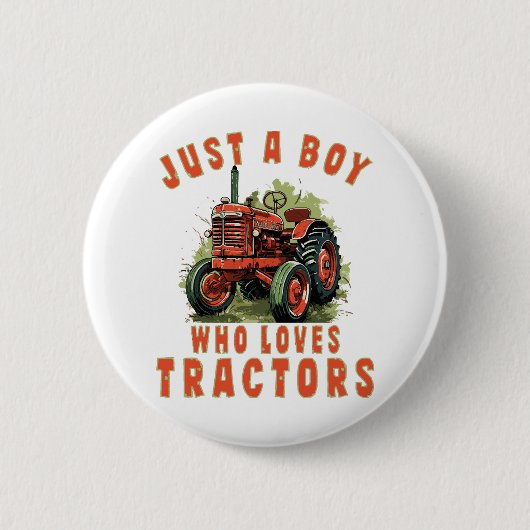 Country Life Boy, der Traktoren Liebe Button (Vorderseite)