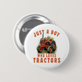 Country Life Boy, der Traktoren Liebe Button (Vorne & Hinten)