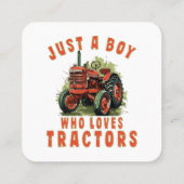 Country Life Boy, der Traktoren Liebe Quadratische Visitenkarte (Rückseite)