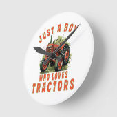 Country Life Boy, der Traktoren Liebe Runde Wanduhr (Winkel)