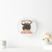 Country Life Boy, der Traktoren Liebe Runde Wanduhr (Zuhause)