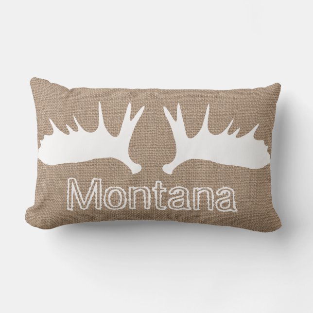 Country Light Burlap White Moose Antler Custom Lendenkissen (Vorderseite)