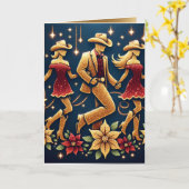Country Line Tänzer Happy Holidays Weihnachtskarte Karte (Gelbe Blume)