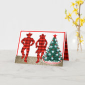 Country Line Tänzer mit Karierten Weihnachtsferien Karte (Gelbe Blume)