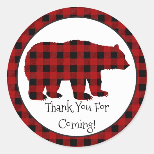 Country Lumberjack Bär Vielen Dank Party Aufkleber (Vorderseite)