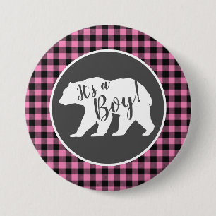 Country Mama Bear Baby Shower Girl Pink Button
