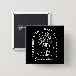 Country Mama Cowgirl Western zitiert schwarz Button