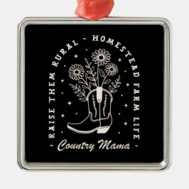 Country Mama Cowgirl Western zitiert schwarz Ornament Aus Metall