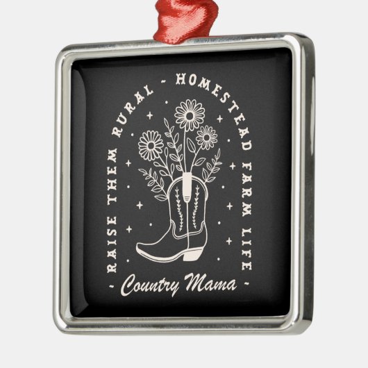 Country Mama Cowgirl Western zitiert schwarz Ornament Aus Metall (Links)