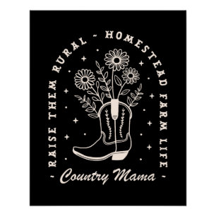 Country Mama Cowgirl Western zitiert schwarz Poster