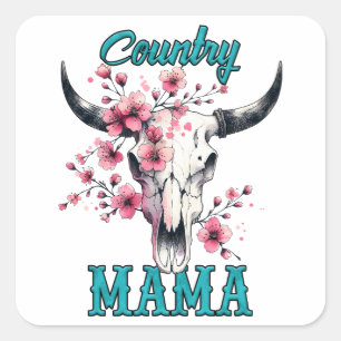 Country Mama Quadratischer Aufkleber