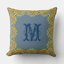 Country Marigolds Border Monogram Kissen, Kissen