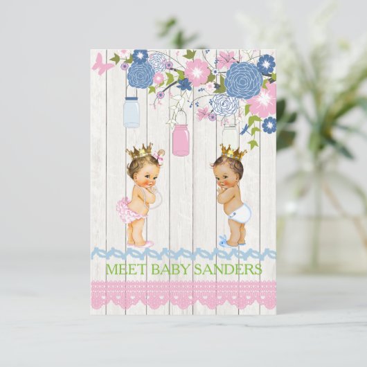 Country Mason Jar Baby-Einladung Einladung (Stehend Vorderseite)