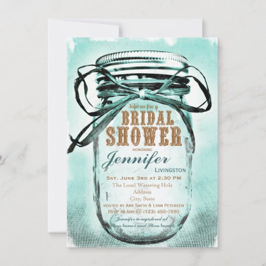 Country Mason Jar Bridal Dusche Einladungen (Vorderseite)