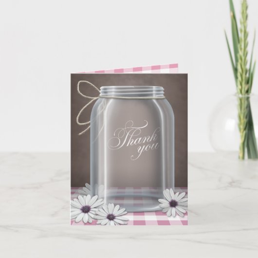 Country Mason Jar Daisy Pink Danke, dass Sie Karte (Vorderseite)